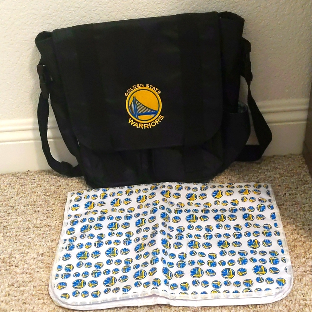 ✔️Golden State Warriors black Diaper Bag messenger tote with diaper changi…
